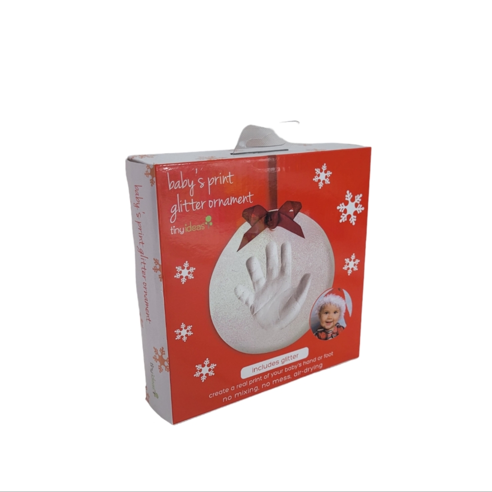 Tiny Ideas Baby's Print Glitter Ornament Hand or Foot No Mess No Mixing New
